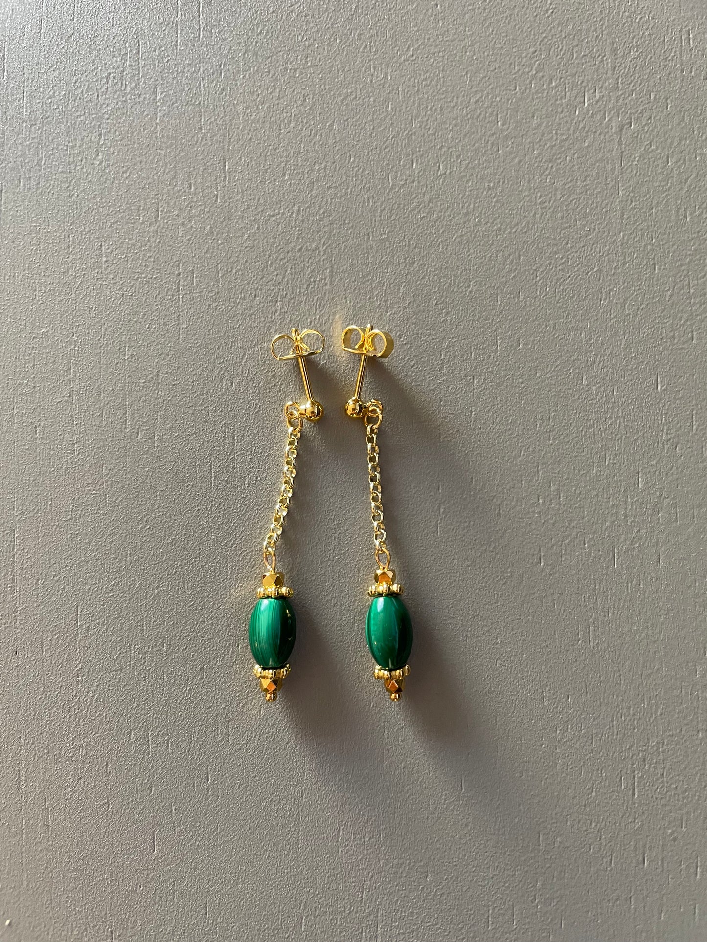 Boucles d'oreilles Athena en Malachite