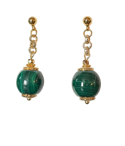 Boucles d'Oreilles Ipanema en Malachite