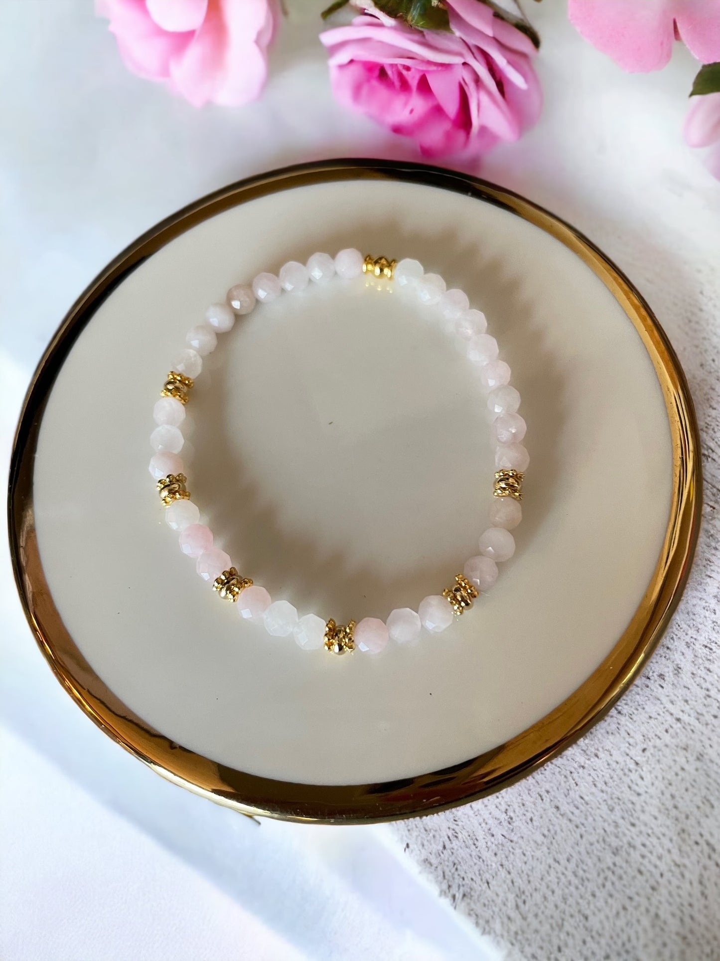 Bracelet Eden en Quartz rose pierres fines