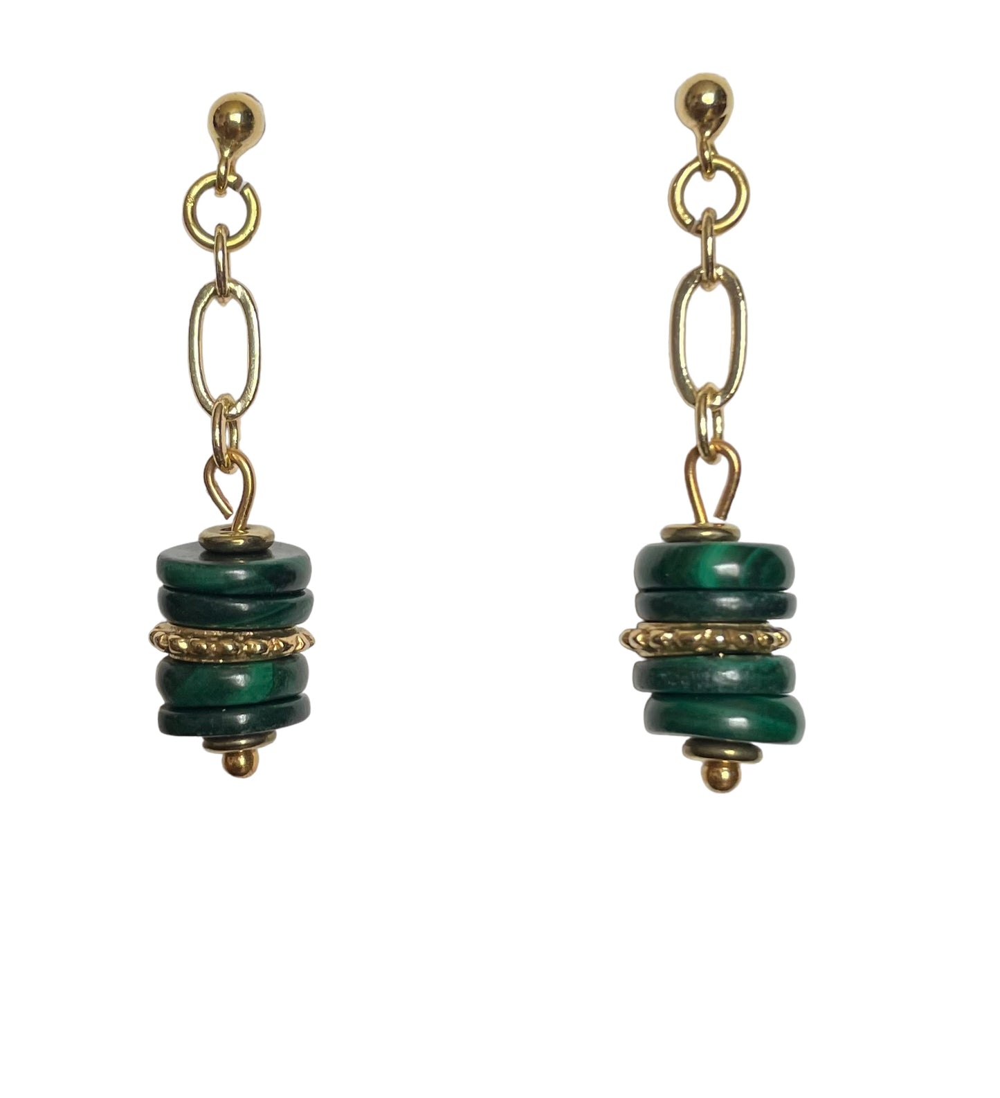 Boucles d'oreilles Africa en Malachite