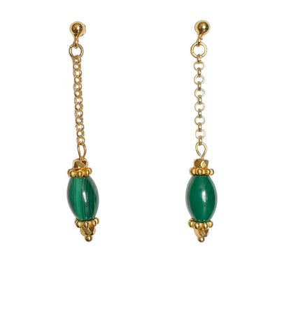 Boucles d'oreilles Athena en Malachite