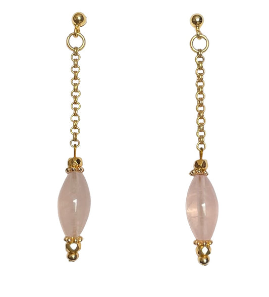 Boucles d'oreilles Athena en Quartz rose