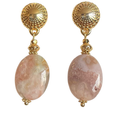 Boucles d'oreilles Diana en Agate fleur de cerisier rose