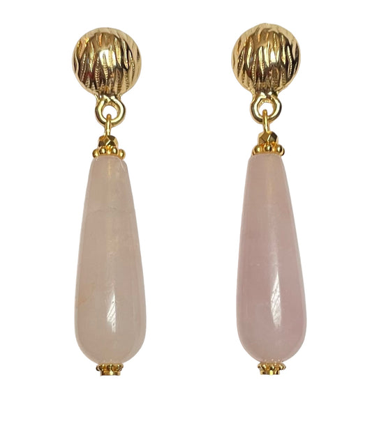 Boucles d'oreilles Diana en Quartz Rose