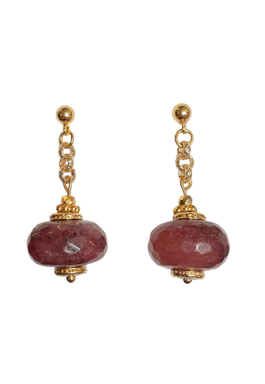 Boucles d'Oreilles Ipanema en Quartz fraise