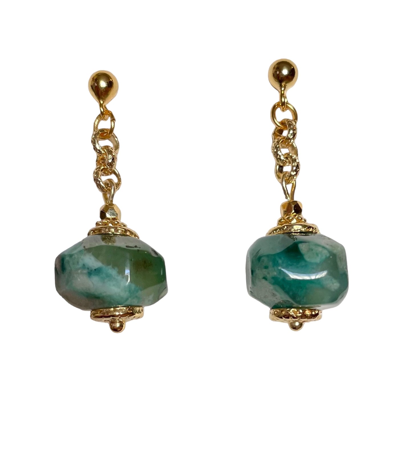 Boucles d'Oreilles Ipanema en Agate fleur de cerisier verte