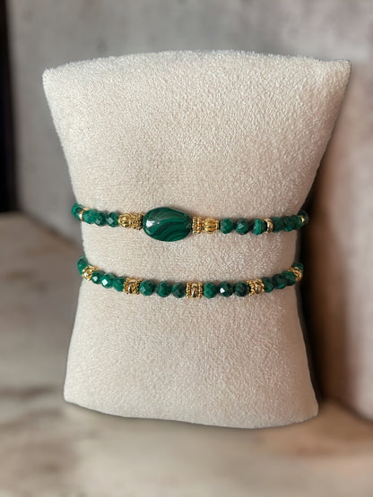 Bracelet Eden en Malachite ovale et pierres fines