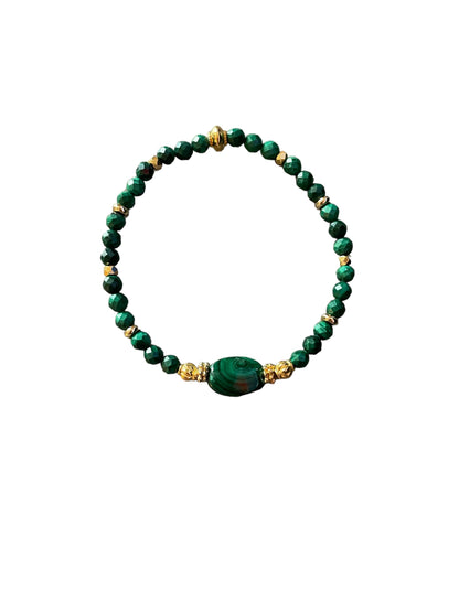 Bracelet Eden en Malachite ovale et pierres fines