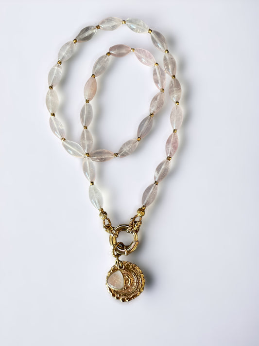 Collier Athena en Quartz rose