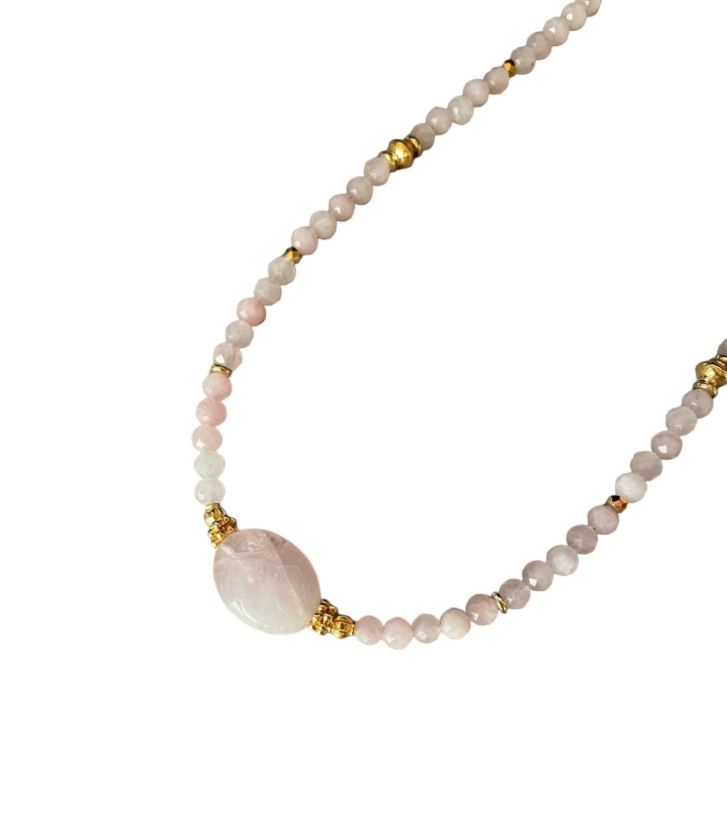 Collier Eden en Quartz rose ovale et pierres fines