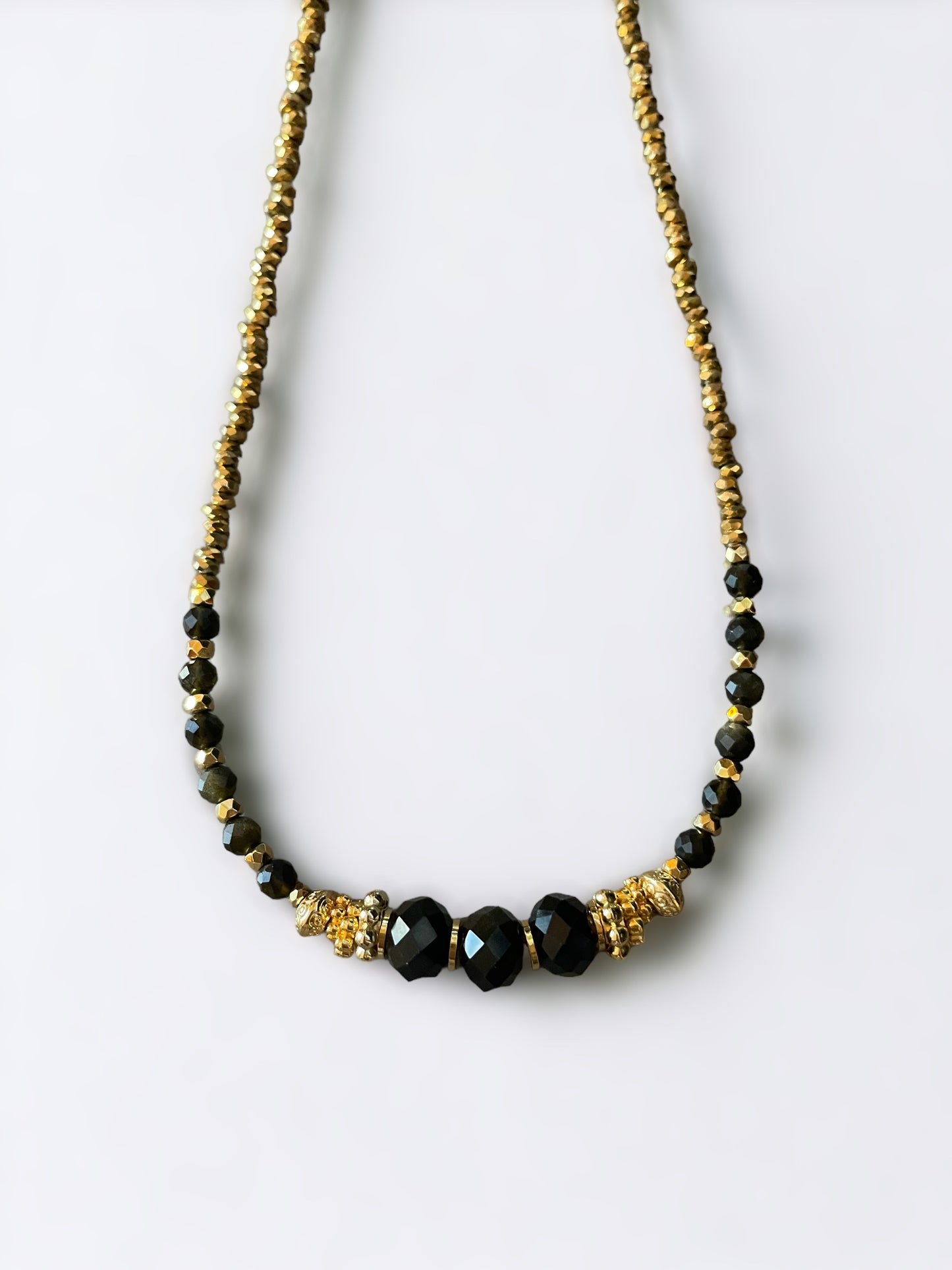 Collier Sissi en Obsidienne dorée