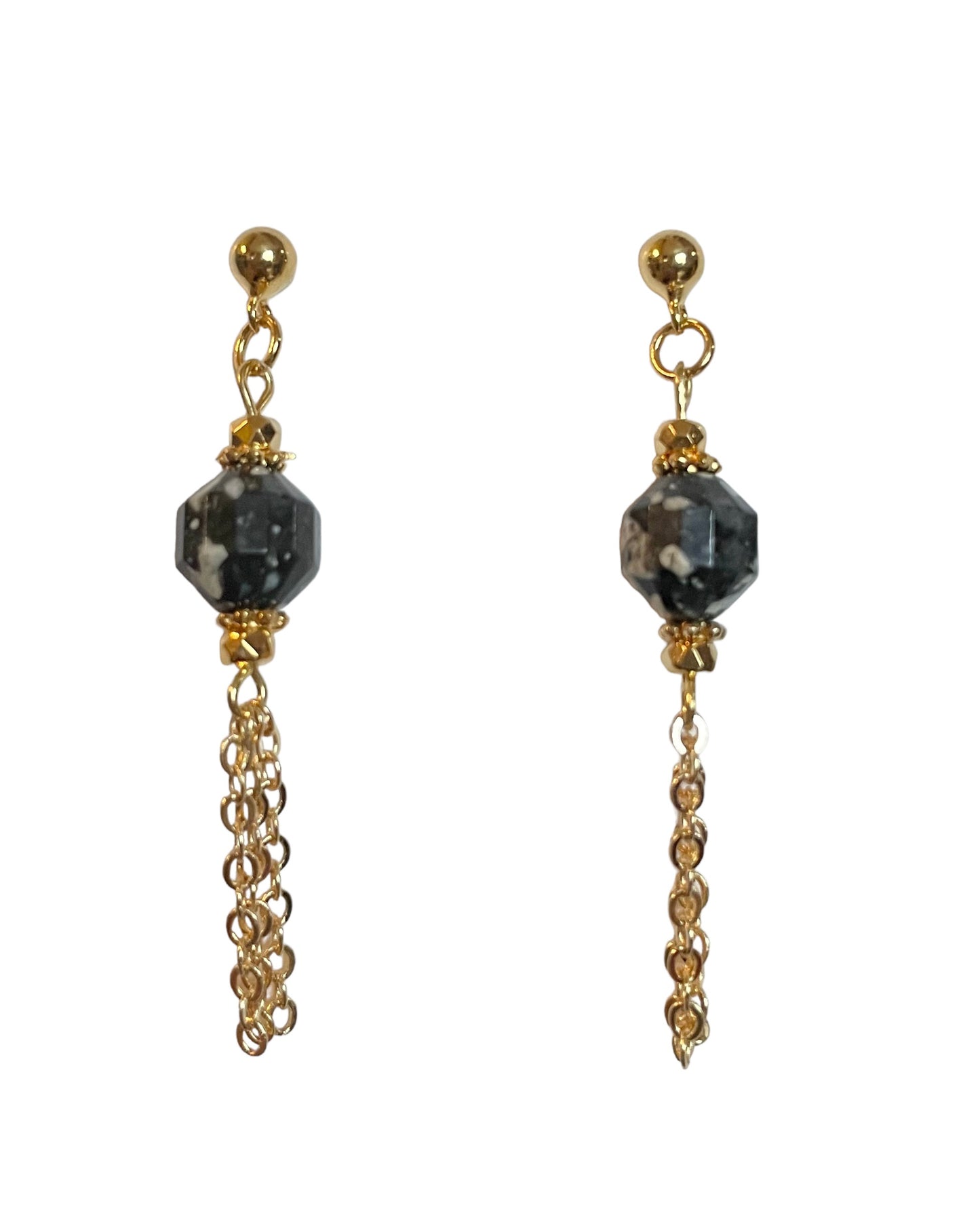 Boucles d'oreilles Bahia en Obsidienne mouchetée