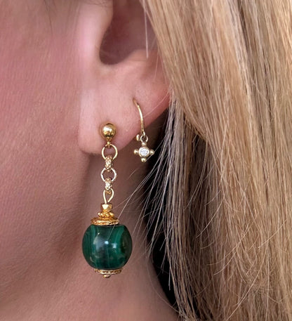 Boucles d'Oreilles Ipanema en Malachite