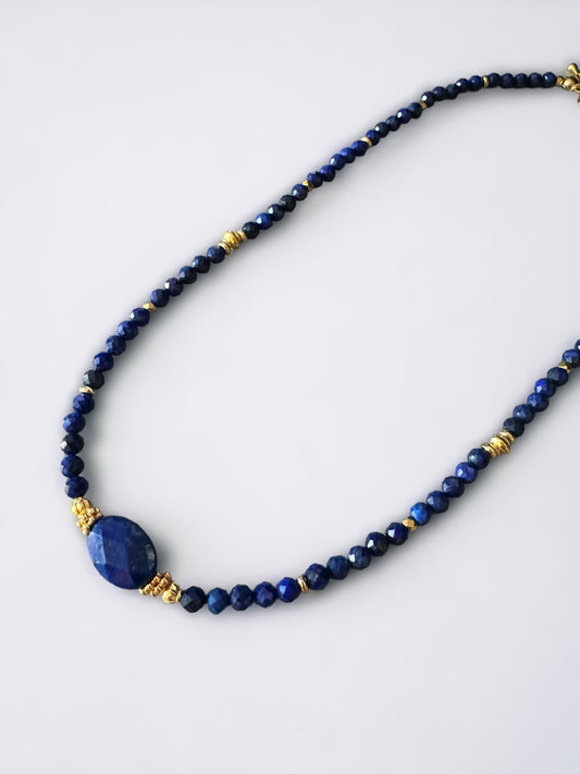 Collier Eden en Lapis lazuli ovale et pierres fines