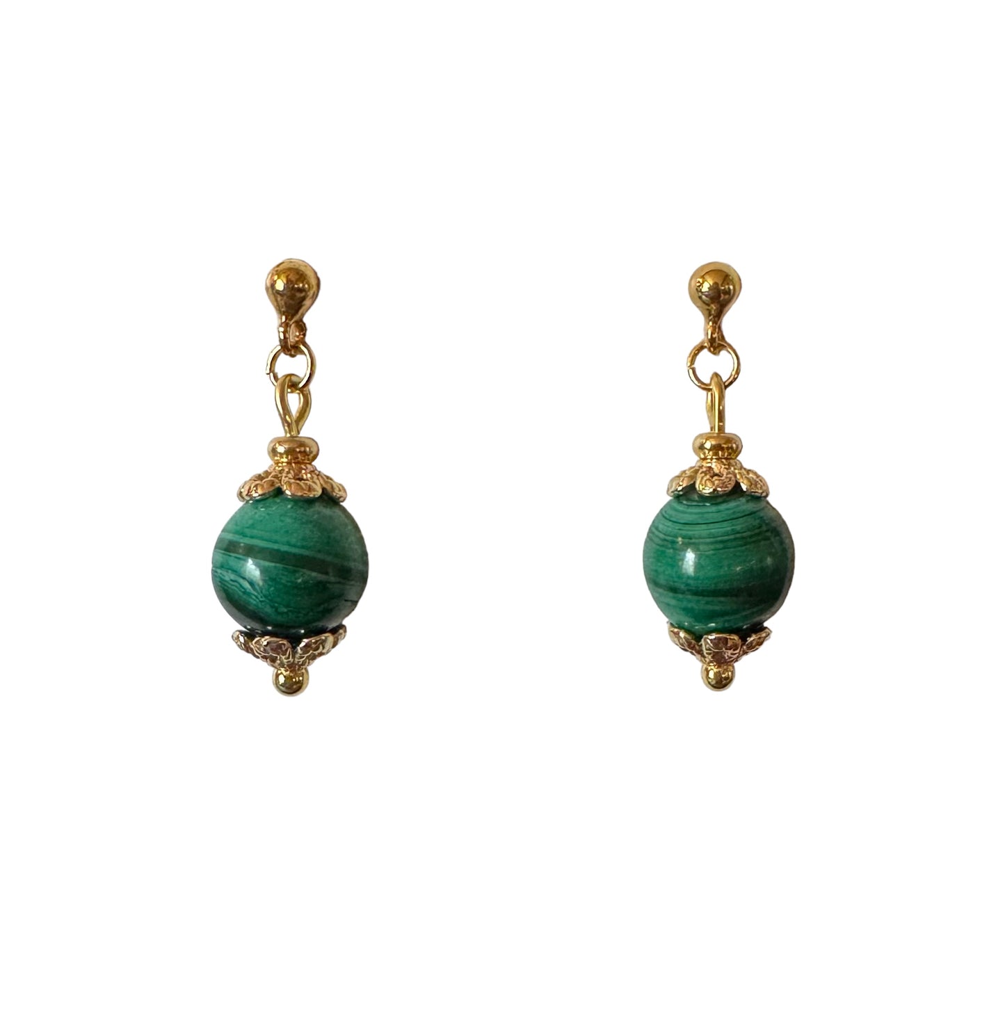 Boucles d'oreilles Luna en Malachite