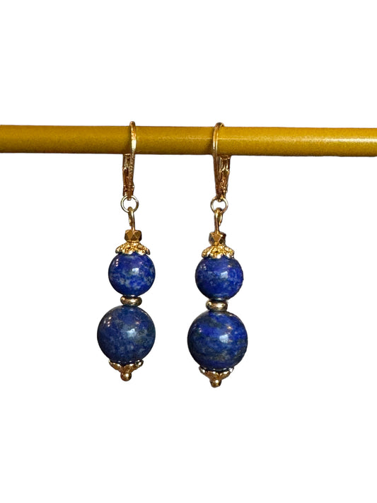 Boucles d'oreilles Luna longues en Lapis lazuli