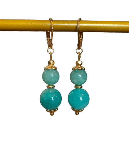 Boucles d'oreilles Luna longues en Amazonite