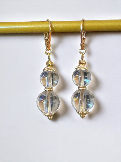 Boucles d'oreilles Luna longues en Cristal de Roche