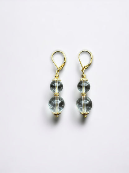 Boucles d'oreilles Luna longues en Cristal de Roche