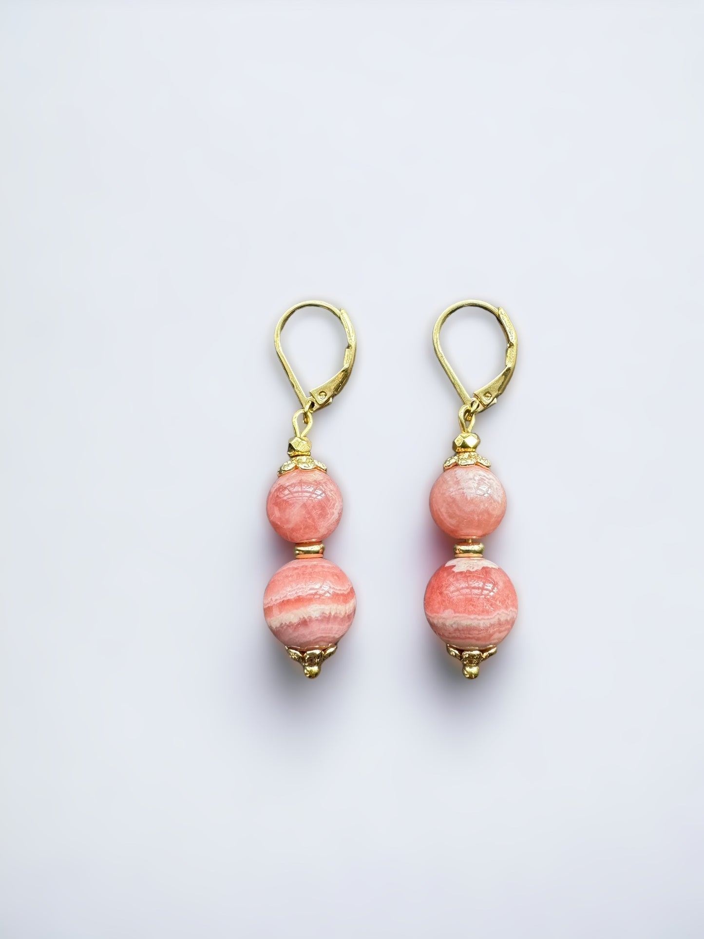 Boucles d'oreilles Luna longues en Rhodocrosite