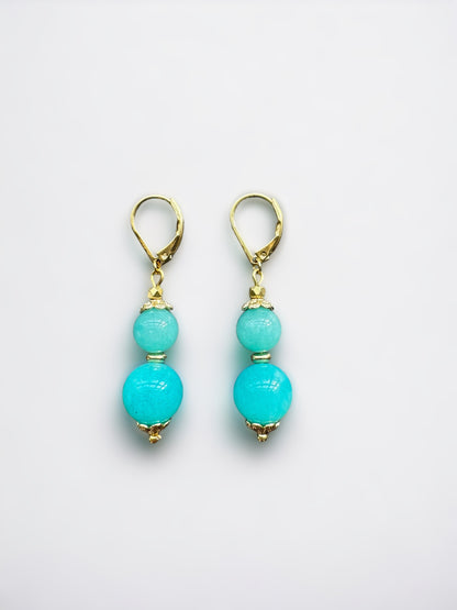 Boucles d'oreilles Luna longues en Amazonite