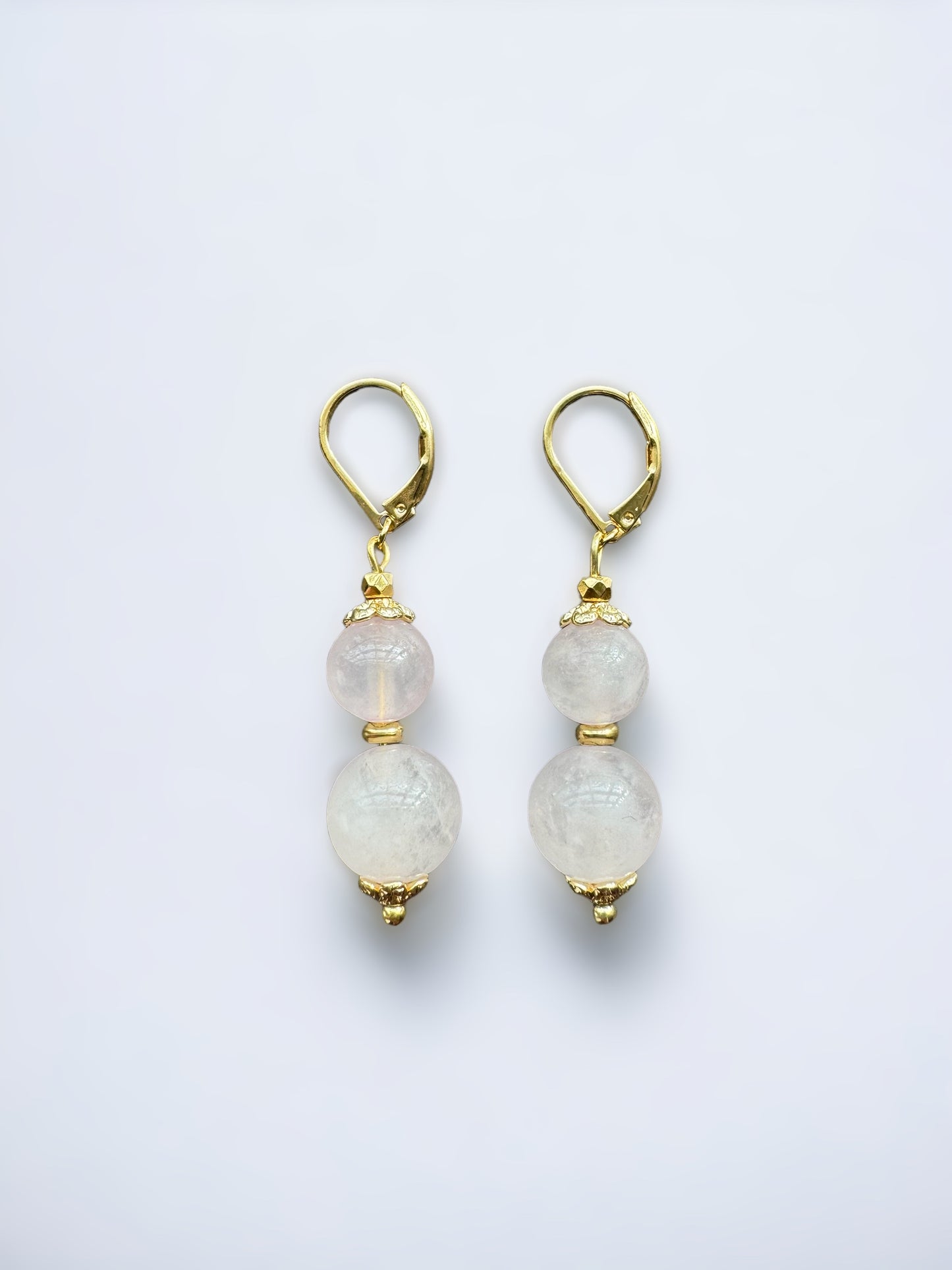 Boucles d'oreilles Luna longues en Quartz rose