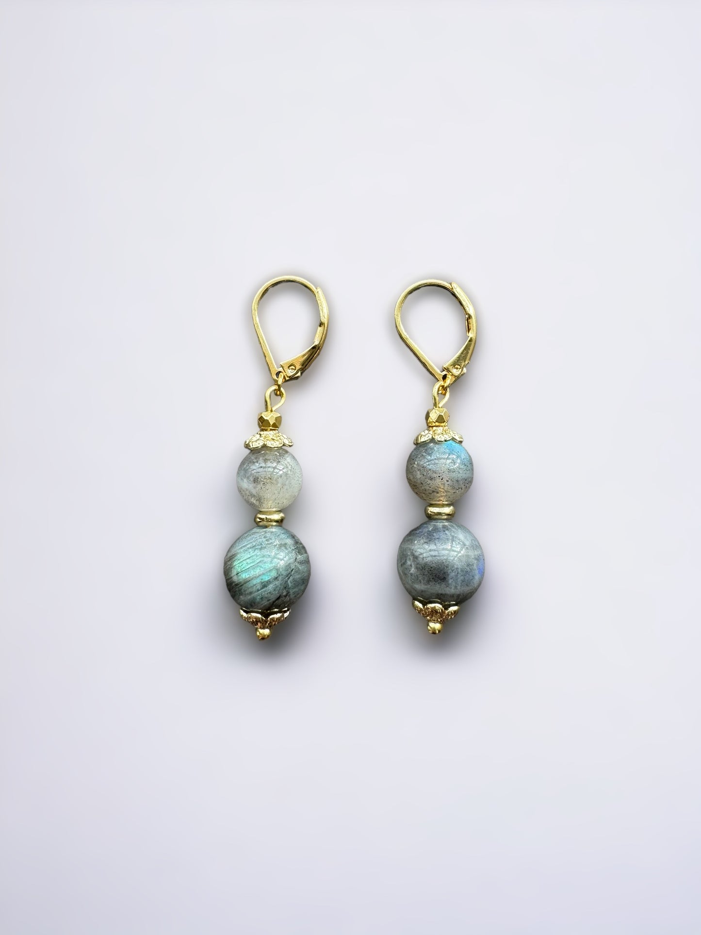 Boucles d'oreilles Luna longues en Labradorite