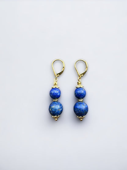 Boucles d'oreilles Luna longues en Lapis lazuli