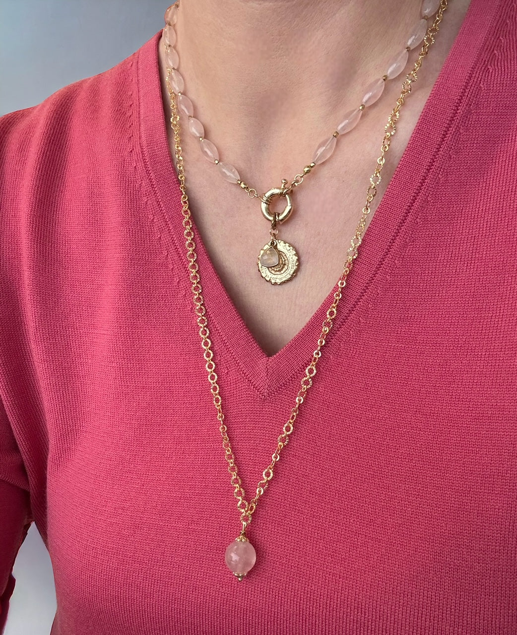 Collier Athena en Quartz rose