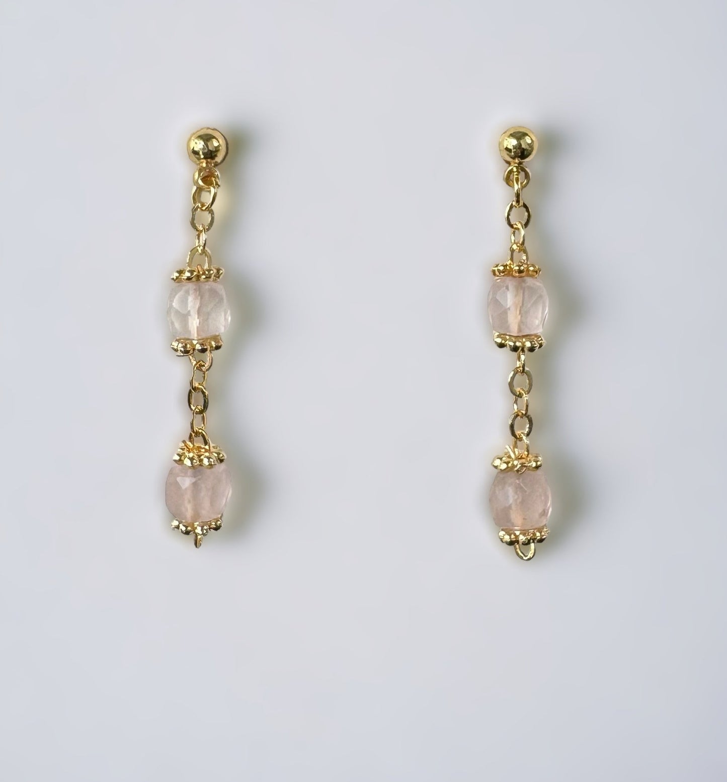 Boucles d'oreilles Jasmine en Quartz rose