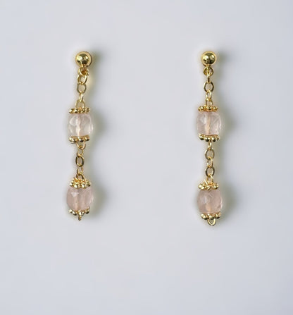 Boucles d'oreilles Jasmine en Quartz rose