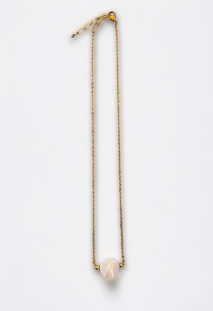 Collier Céleste en Nacre blanche pastille