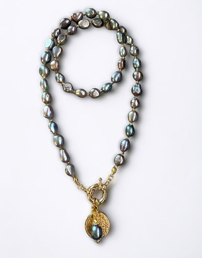 Collier Athena en Perles de cultures noires / grises