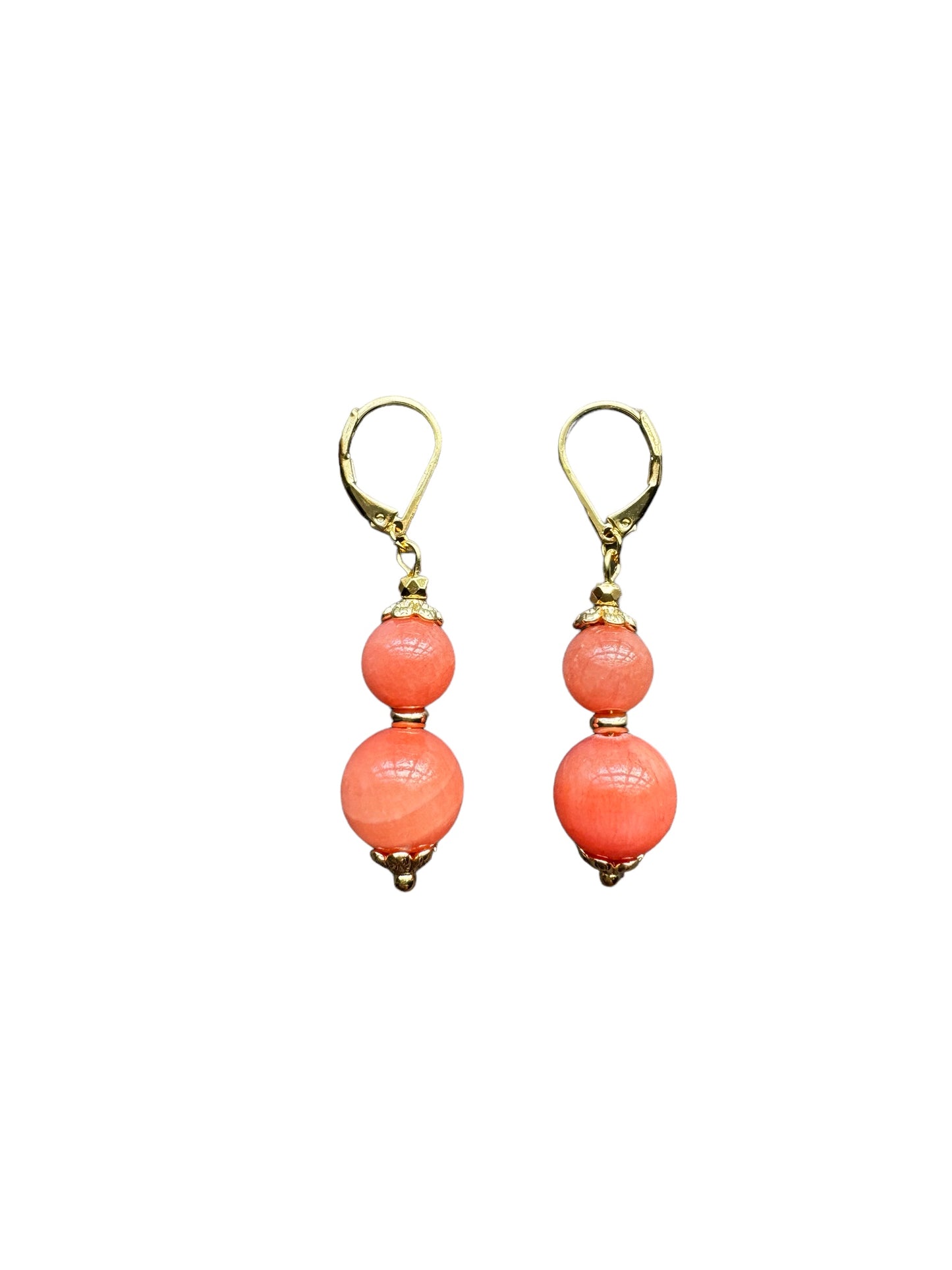 Boucles d'oreilles Luna longues en Calcite corail