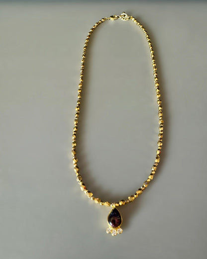 Collier Orphée avec pendentif goutte en Grenat