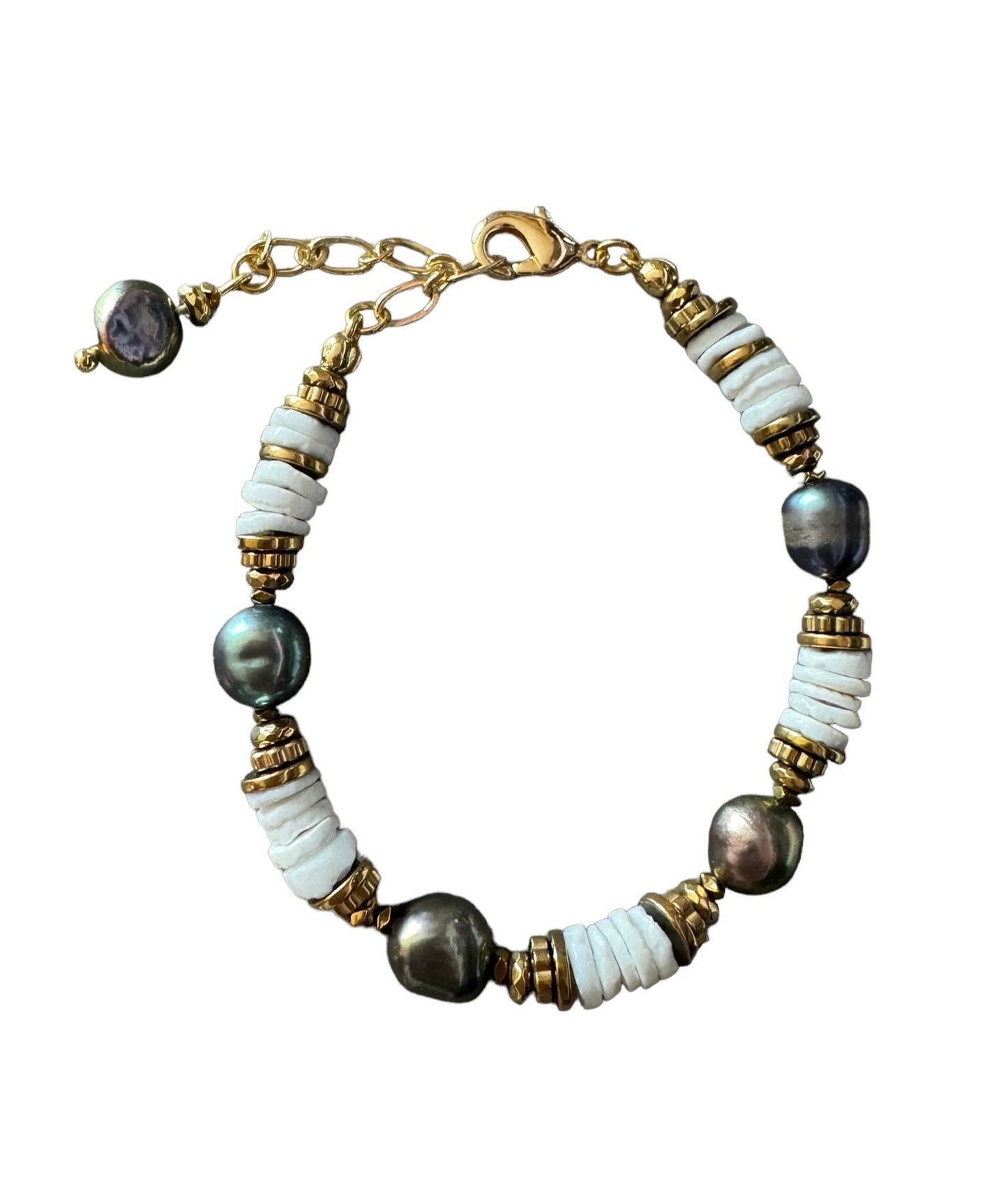 Bracelet Karl en Perles de cultures noires et coquillage