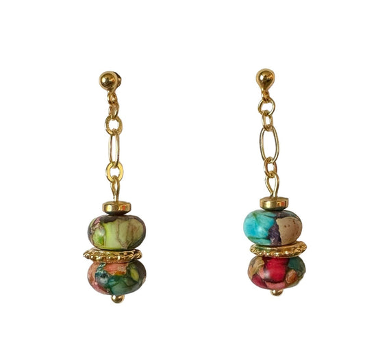 Boucles d'oreilles Africa en Jaspe impérial multicolore