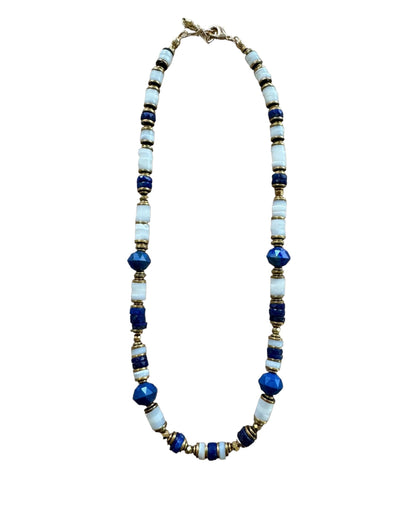 Collier Fidji en Lapis lazuli et Nacre blanche