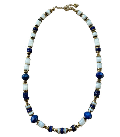 Collier Fidji en Lapis lazuli et Nacre blanche