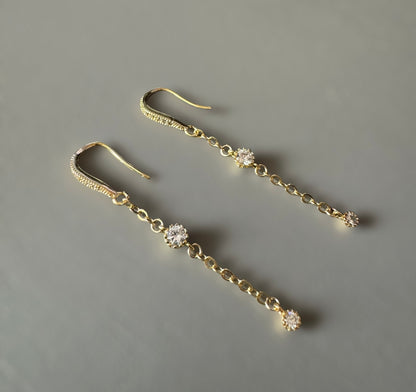 Boucles d'oreilles Orphée pendantes avec zirconium