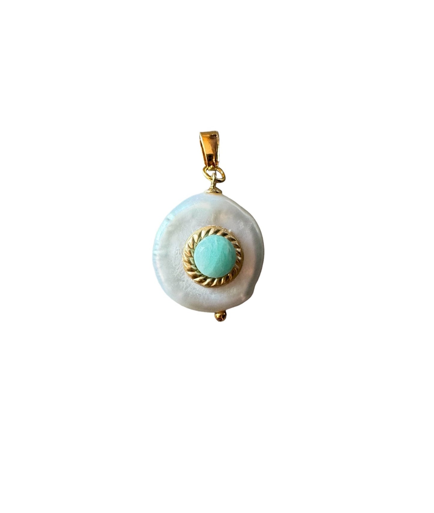 Pendentif Perlina grande Perle de culture et Amazonite