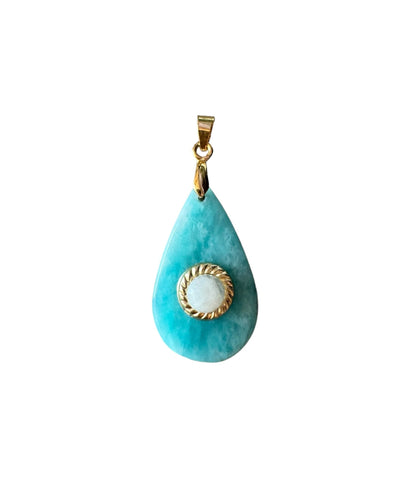 Pendentif Lumina en Amazonite du Pérou et Pierre de lune