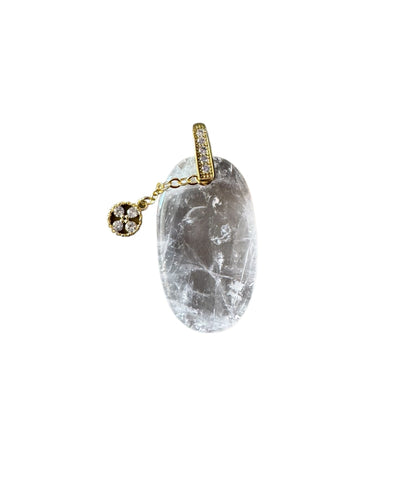 Pendentif Lumina en Quartz rose et fleur