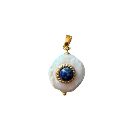 Pendentif Perlina grande Perle de culture et Lapis lazuli