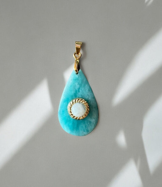 Pendentif Lumina en Amazonite du Pérou et Pierre de lune