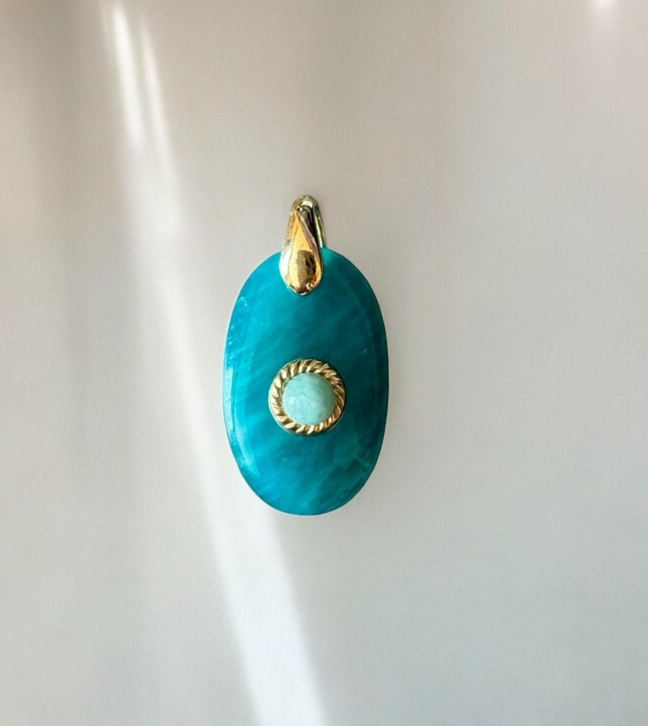 Pendentif Lumina en Amazonite de Russie et Amazonite du Pérou