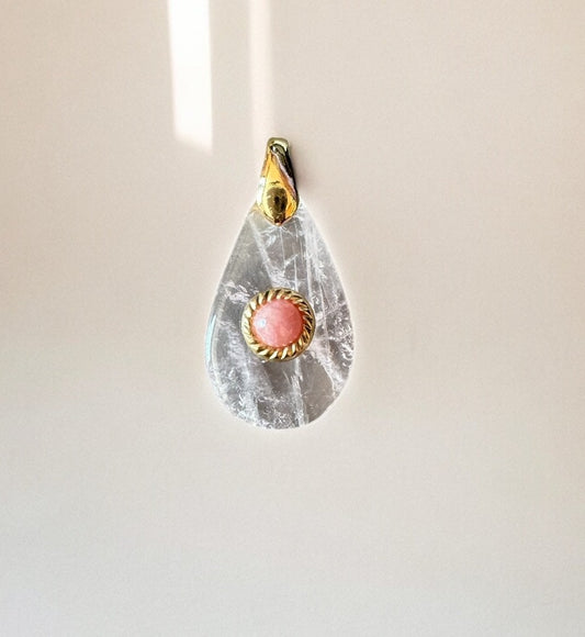 Pendentif Lumina en Quartz rose et Rhodocrosite