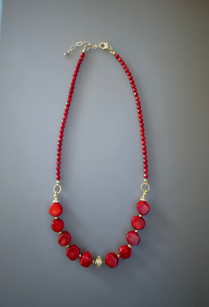 Collier Frida en Bambou corail rouge