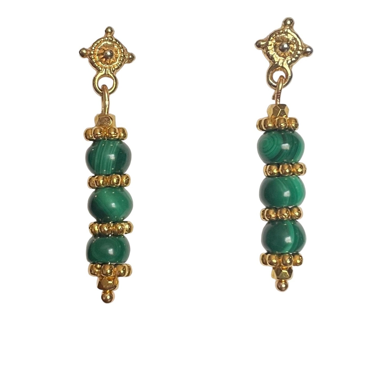 Boucles d'oreilles Roma en Malachite