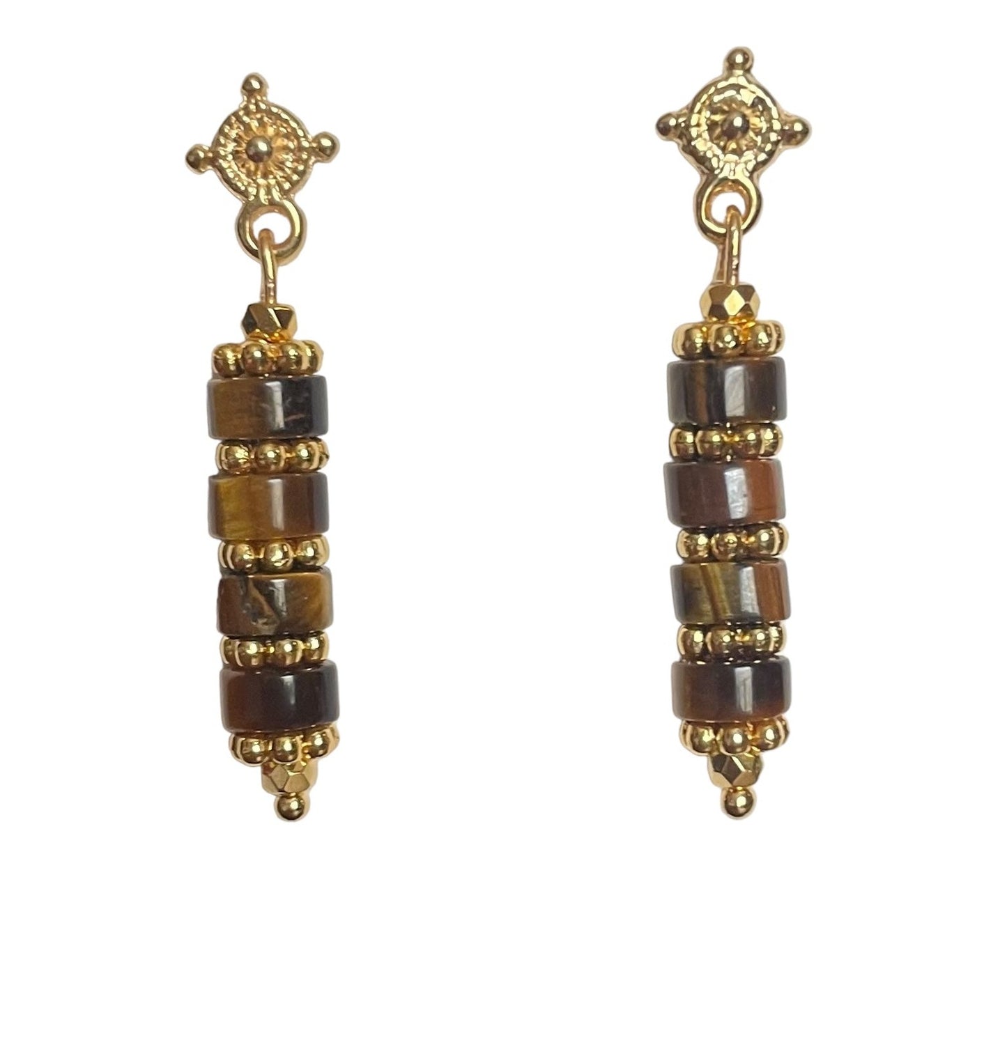 Boucles d'oreilles Roma en Oeil de tigre